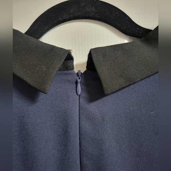 NWT-CeCe-Navy Blue & Black,Collared,Scalloped Hem Dress-Size 10 - Picture 6 of 8